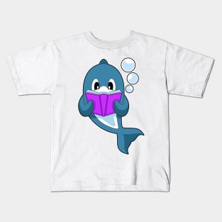 Dolphin Reading Book Kids T-Shirt